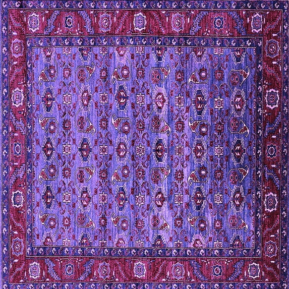 Ahgly Company Indoor Square Oriental Purple Industrial Area Rugs, 8' Square