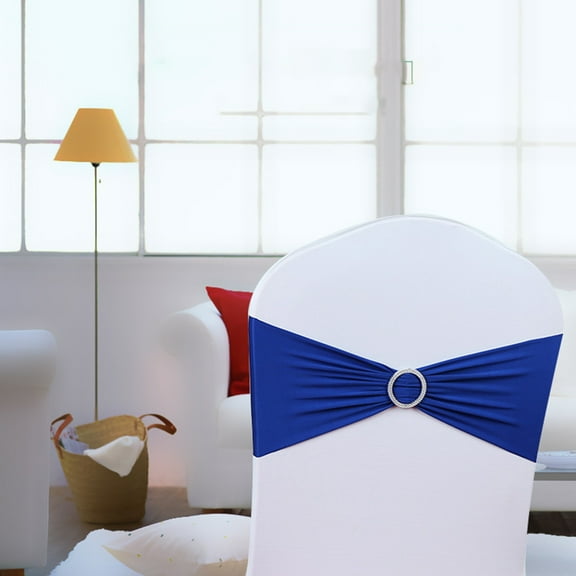 Soumake Chair Sashes Solid Color Pleated Elastic Washable Lightweight Wedding Decoration Round Buckle Anti-slip Dustproof Chair Back Bands for Prom