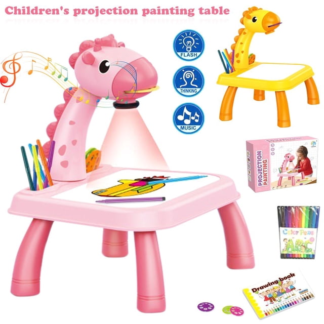 Drawing Projector 3+ Years Old Kids Trace and Draw Projector Toy with Music and Light Mode Projector Sketcher Desk Battery Operated Drawing Board for Christmas Gift