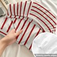 thumbnail image 4 of Cal.King Size Fitted Sheet Set - Red Boho 3 Piece Bedding Sets 16" Deep Pocket Fitted Sheet with 2 Pillowcases, Abstract Geometric Curves Lines Modern Brushed Microfiber Hotel Luxury Bed Sheets, 4 of 9