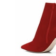 thumbnail image 4 of FSJ Women Simple Pointed Closed Toe Ankle Boots Flared High Heel Side Zippeer Short Boots Dressy Party Shoes Size 10.5 Red, 4 of 4