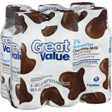 Great Value: 2% Reduced Fat Chocolate Plastic Bottles Milk, 48 Oz