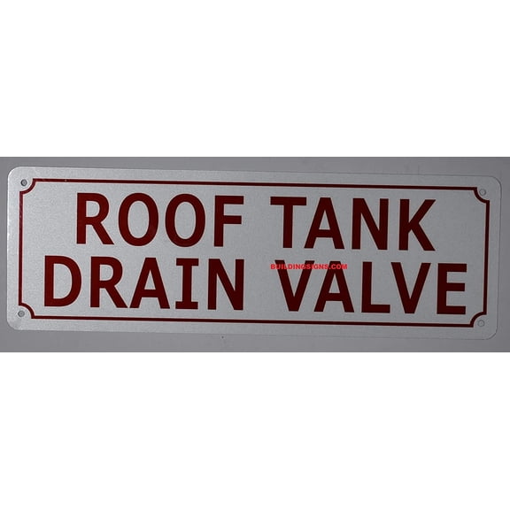 ROOF Tank Drain Valve Sign (White Reflective,Aluminium 4x12)(ref-2022-4)