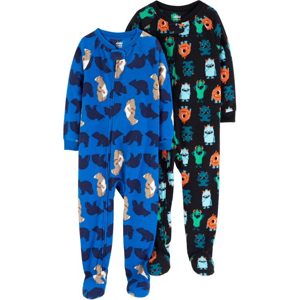 Child of Mine by Carter's Microfleece Footed Blanket Sleeper, 2pack (Baby Boys & Toddler Boys