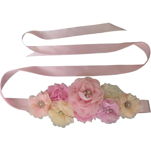 SHIQI-Wedding Bride Belt Sash Floral Sash Belts for Maternity Dresses Floral Belt Sash Girls Women Baby Shower Sash Belt
