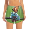 thumbnail image 2 of Susaid Butterfly Landing On Head Dumpy Frog Print Women's High Waisted Running Shorts Quick Dry Athletic Gym Track Workout Shorts Zip Pocket-Large, 2 of 7