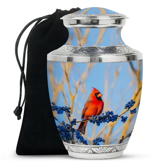 Cardinal Bird Urn – Large Memorial for Adult Ashes, Funeral Container for Men & Women, Elegant Burial Vessel for Human Remains, Tribute Keepsake for Home or Cemetery (10-Inch)