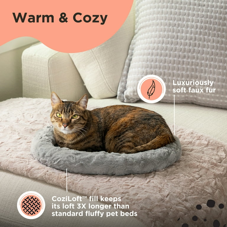 Best Friends by Sheri Faux Fur Self Warming Cat Bed 17x14 Gry