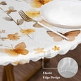 thumbnail image 4 of Vintage Butterflies Round Fitted Table Cover Flowers Plant Floral Leaves Farmhouse Waterproof Table Cloth with Elastic Edge Wipeable Tablecloth for Picnic Camping Party Fits 36"-44" Diameter, 4 of 8