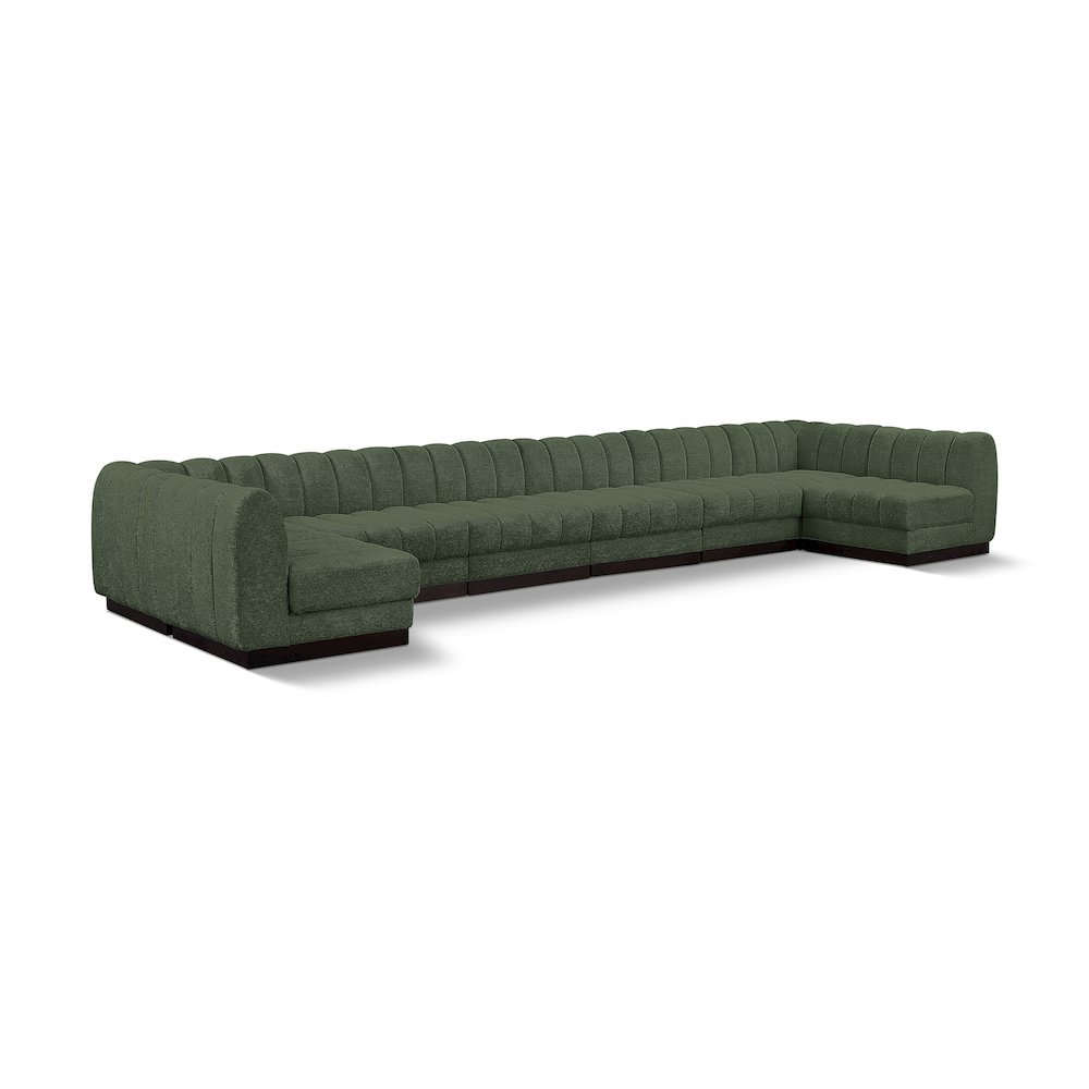 Meridian Furniture Quinn 8-Piece U-Shaped Fabric Modular Sectional in Green