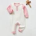 thumbnail image 3 of SERTG Children Infant Set Two-Tone Bodysuit Ribbed Texture Long Sleeve Sleeve Fall Winter Coverall Outfit for Kids 0-2 Years(Brown,0-3 Months), 3 of 7