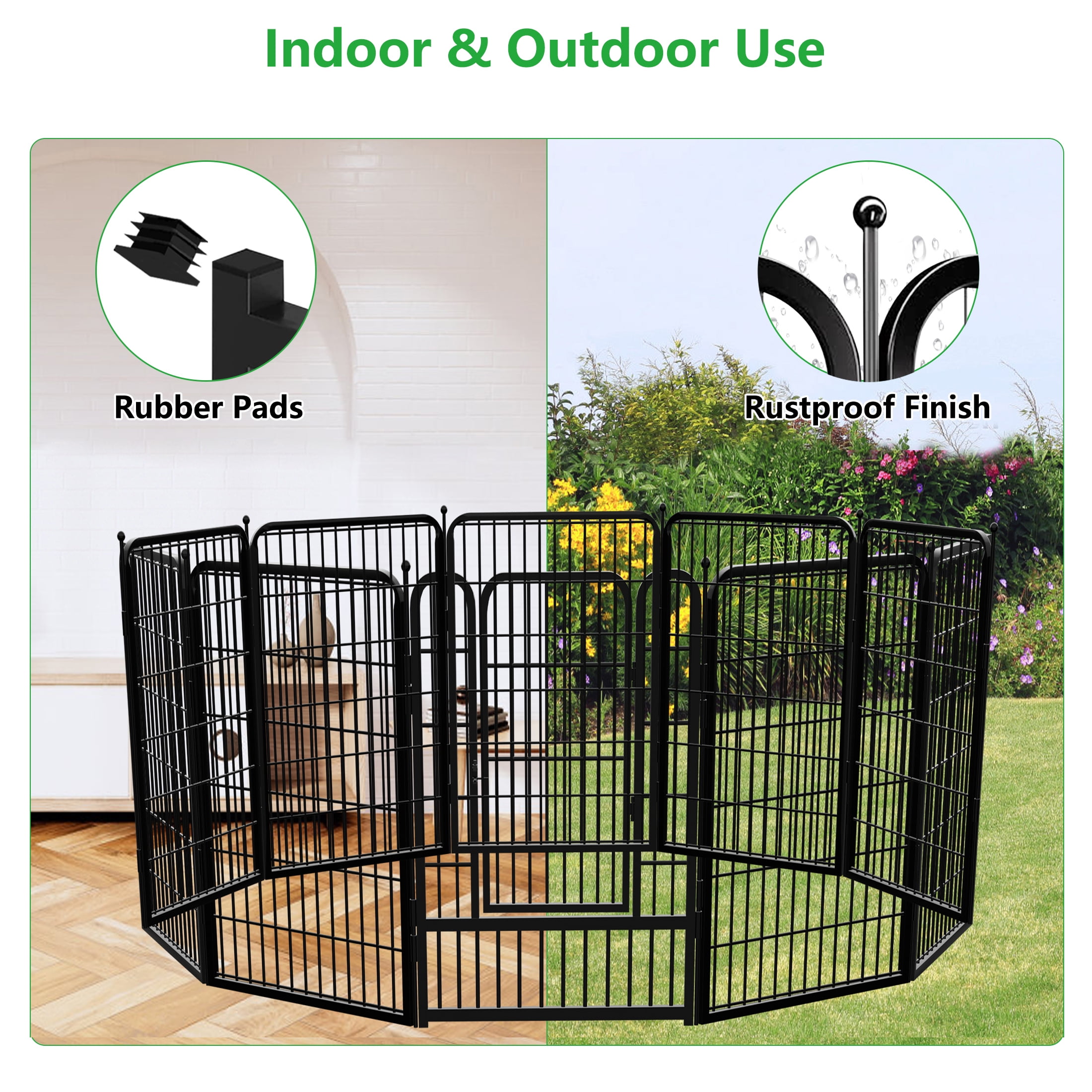 Txh001 Dog Playpen Outdoor, 12 Panels 40inch Metal Dog Fence with Doors for Dogs Pet Puppy Playpen Exercise Pen for RV, Camping, Yard