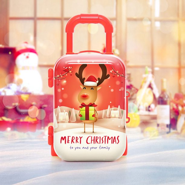 Mini caja de equipaje navideña, Papá Noel, muñeco de nieve, alce, elfo para decoración de casa de muñecas
