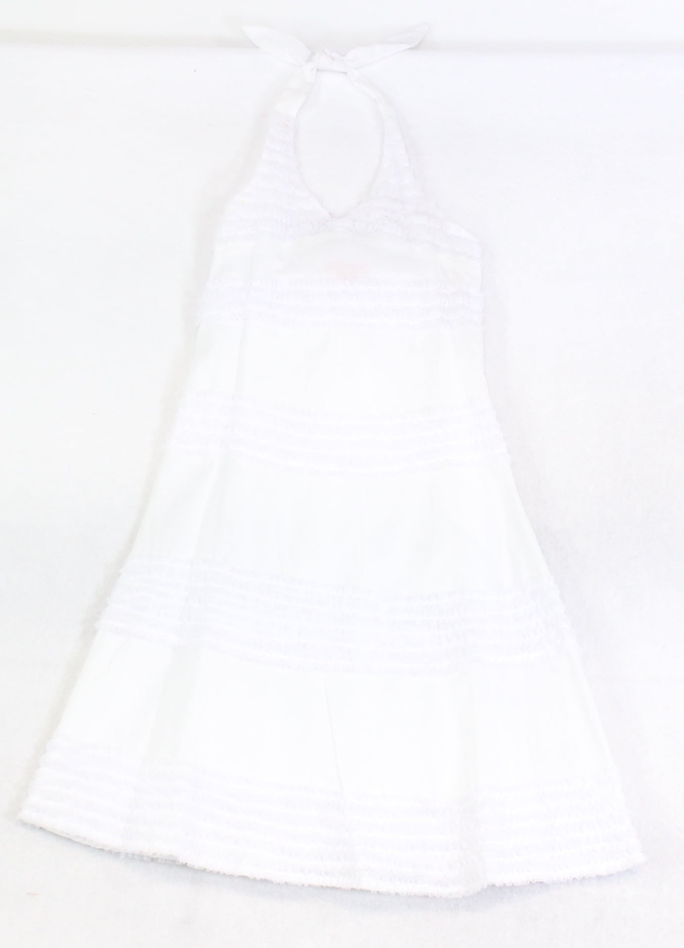 Kate Mack Kate Mack Girls Dress White Size 4 A-Line Ruffle Bow-Back Halter $48 #948 