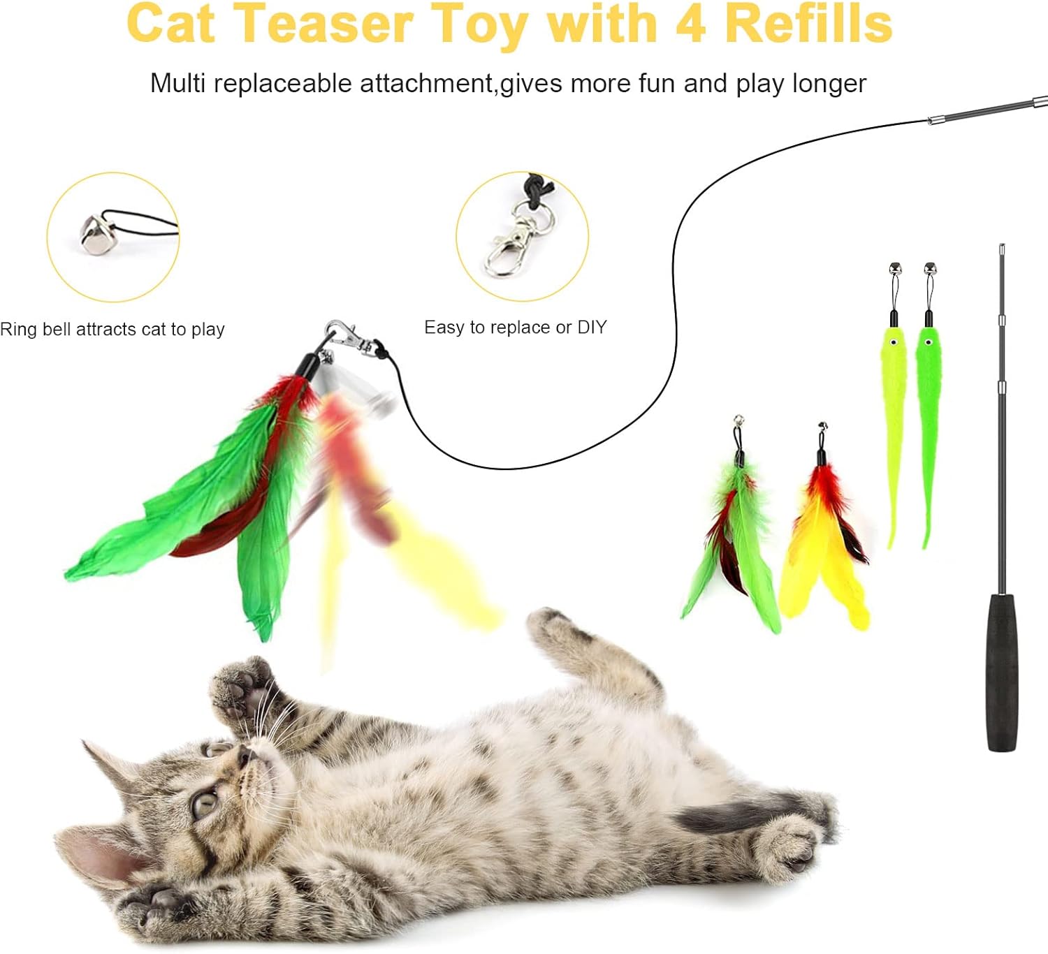 Taimasi 34-Piece Cat Toy Set with Tunnel & Wand photo 6