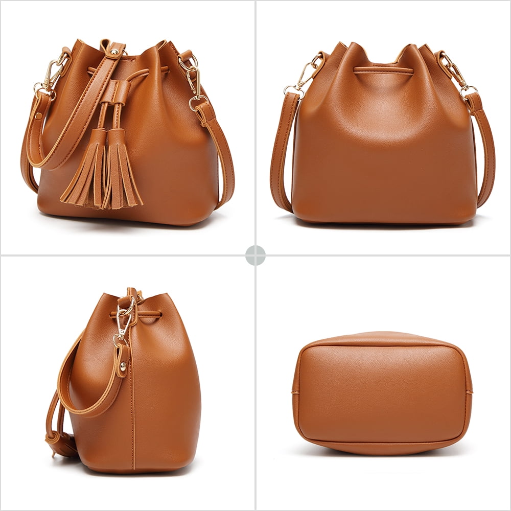Women's Handbags Shoulder Bags Leather Drawstring Long Strap Shoulder Purses Bags (Green)