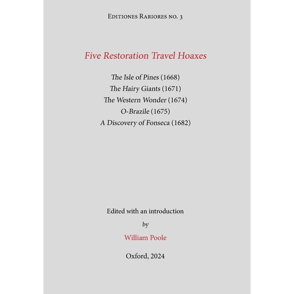 Five Restoration Travel Hoaxes, (Paperback)