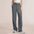 thumbnail image 2 of Sngxgn Women Pants Casual Loose Trousers Elastic Waist Pull On Straight Pant with Pockets(Grey,S), 2 of 4