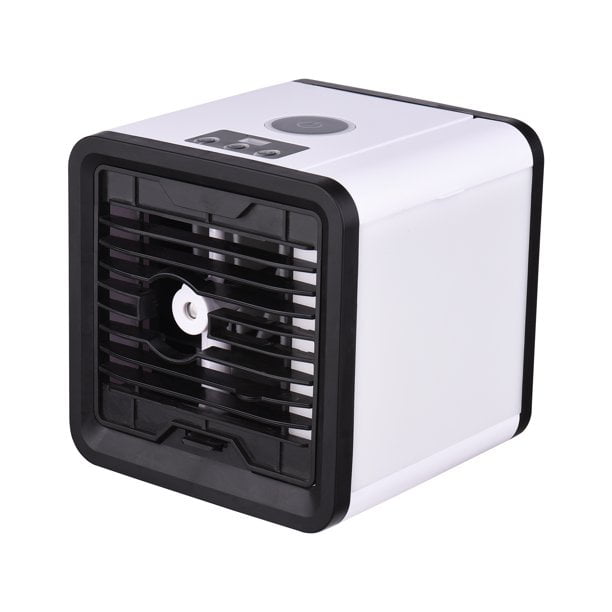 Multifunctional Desktop Cooling Fan for Home Office Bedroom Mini Air Conditioner Portable Air Cooler Fan Personal Evaporative Air Conditioner Humidifier with 3 Speeds 7 Colors LED Light 