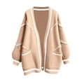 thumbnail image 3 of Women's Elegant Cute Sweaters Casual Knit Cardigan Sweater Long Sleeve V Neck Cardigans Vintage Coat Oversized Womens Cardigan Womens Kimono Light Weight Cardigan Sweaters for Women Open Front Summer, 3 of 4