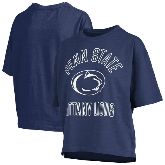 Women's Pressbox Navy Penn State Nittany Lions Motley Crew Bishop Waist Length Oversized Slub T-Shirt