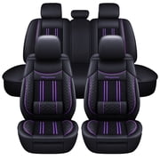 Maidao Car Seat Covers Leather for Subaru for WRX 2021-Present 5 Seats Water Resistant Front Rear Cushion Protector Beige and Purple