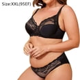 thumbnail image 2 of Lencería sexy para mujer, conjunto de lencería de encaje de 2 piezas, conjunto de sujetador y braguita con aros y canalé para San Valentín, color negro, 2 of 6