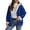 Blue-M, variant on Women's Half Zip Soft Wool Long Coat, Winter Season Warm Fleece Outerwear