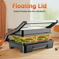 'Panini Press Grill, Stainless Steel Sandwich Maker with Double NonStick Coated Plates