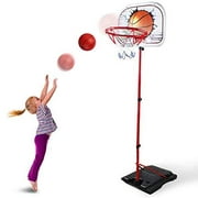 Toddler Basketball Hoop for Kids Set Adjustable Portable Basketball Set 2 in 1 2020 Kids Basketball Stand Sport Game Play Set Net Height 3.9ft-6.1ft Indoor Goal Toy with Ball and air Pump