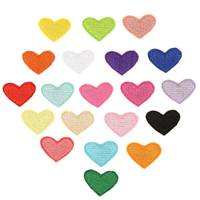 40 parches con forma de corazón, apliques bordados, parches creativos de reparación de costura