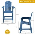 thumbnail image 2 of Dextrus 25" Tall Adirondack Chair Set of 2, Poly Bar Height Balcony Chairs, Weather Resistant Outdoor Barstool Lifeguard Chair for Deck Pool Patio and Porch, Navy Blue, 2 of 8