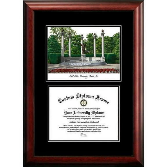 Campus Images IN985D-108 8 x 10 in. Ball State University Diplomate Diploma Satin Mahogany Frame