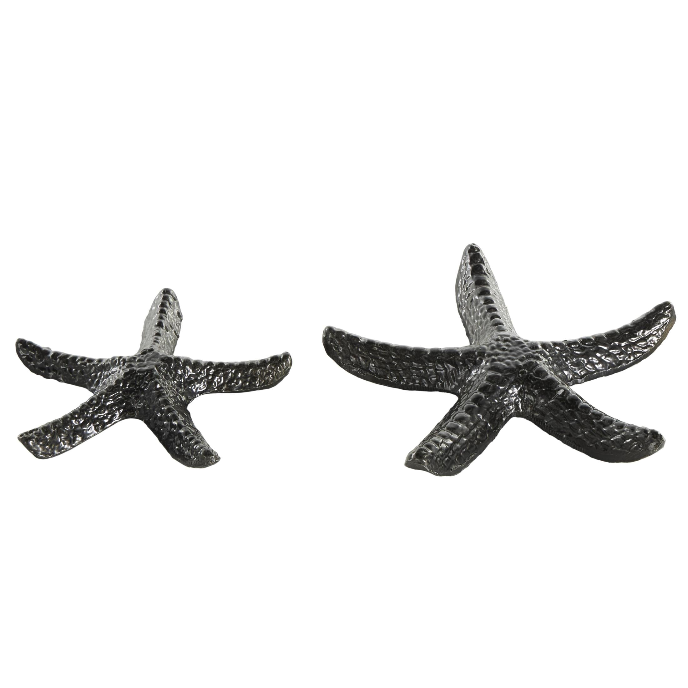 9", 7"W Black Aluminum Metal Bubble Textured Starfish Sculpture, by DecMode (2 Count)