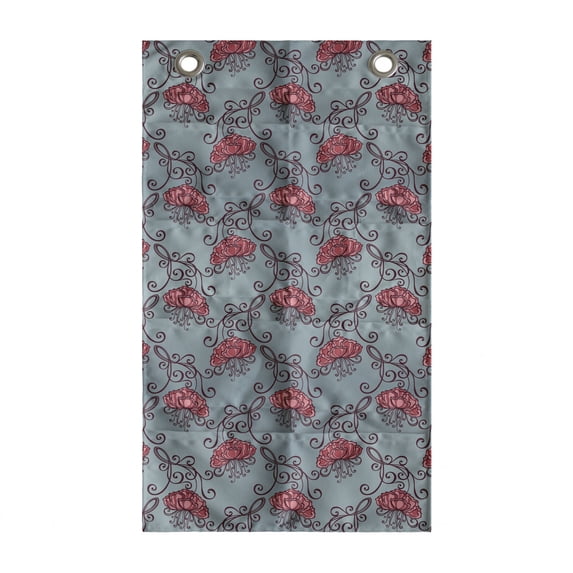 Floral Hanging Pocket Organizer, Grunge Look Curvy Ornament Leaves Tropical Wild Flower, Printed Polyester Storage Bag with Pockets, 21" x 31", Slate Blue Pink