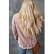 thumbnail image 1 of ABPHQTO Top rosa de mujer con cuello redondo y ribete acanalado de punto gofrado, 1 of 5