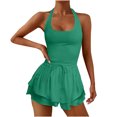 thumbnail image 2 of Amvlyk Jumpsuits for Women Summer Sleeveless Spaghetti Strap Crisscross Short Rompers Comfortable Workout Suspender Shorts Casual Yoga Overalls Pant with Pockets for Trendy Beach Vacation Outfits, 2 of 6