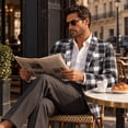 thumbnail image 2 of AZoiNM Men's Plaid Blazer Sport Coat, Black White Checkered Single Breasted Suit Jacket, Slim Fit Notch Lapel Casual Dress Jacket for Wedding Party Prom, 2 of 6