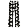 thumbnail image 4 of Black High Waist Pjs Loose Pant Relaxed Fit Halloween Sleep Pant With Side Pockets, Elastic Waist Fall Winter Pajamas S, 4 of 4