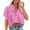 Rose Red, variant on Womens Short Sleeved Button Down Cropped Shirts, Casual Crop Tops, Lapel Blouse with Chest Pocket