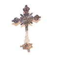 thumbnail image 2 of Holy Land Market Altar Table Crucifix - Church or Home Decor - Enamel Ornamented (Silver/Red Stones, 12 Inch), 2 of 4