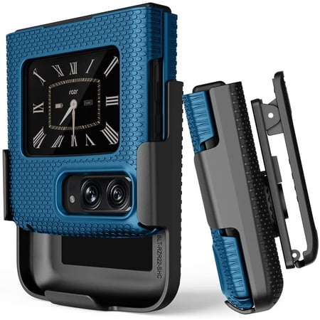 BELTRON Case with Clip for Motorola RAZR 5G 2022, Snap-On Protective Cover and Rotating Belt Holster Combo with Built in Kickstand for Moto RAZR 3 5G Flip Phone 3rd Gen XT2251-1 Blue