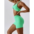 thumbnail image 4 of Bslissey Women's Slim Yoga Outfits Sleeveless Twist Front Halter Neck Sports Bra + High Waist Shorts 2Pcs Ladies Casual Solid Color Workout Clothes Sets, 4 of 6