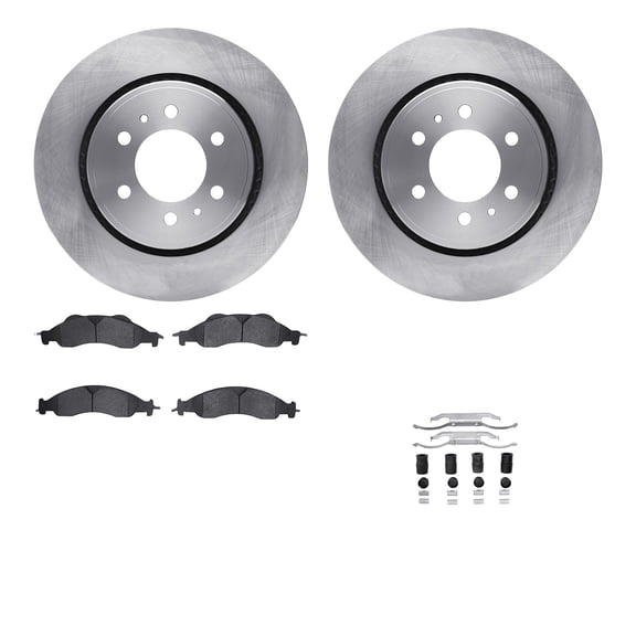 Dynamic Friction Company Front Brake Rotors with Heavy Duty Brake Pads includes Hardware 6212-99630