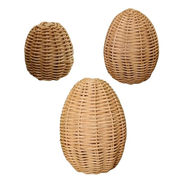 Huevo de Pascua de Ratán Tejido a Mano, Decoración Del Hogar para Dormitorio, Celebración de Cumpleaños, 3 Uds.