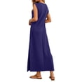 thumbnail image 4 of Fantaslook Womens Maxi Dress Round Neck Sleeveless Sundress Loose Split Wrinkle-Free Summer Long Dresses with Pockets, 4 of 8