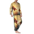 thumbnail image 2 of Fotbe Castle Red Green Sky Dragon Pattern Long Sleeve Pajama Set for Men,Sleepwear Set,2-piece Loungewear Set,Soft PJs Comfy Nightwear with Pockets-XX-Large, 2 of 7