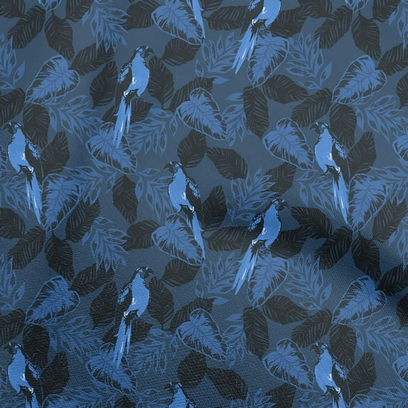 oneOone Cotton Silk Teal Blue Fabric Tropical & Bird Craft Projects Decor Fabric Printed By The Yard 42 Inch Wide