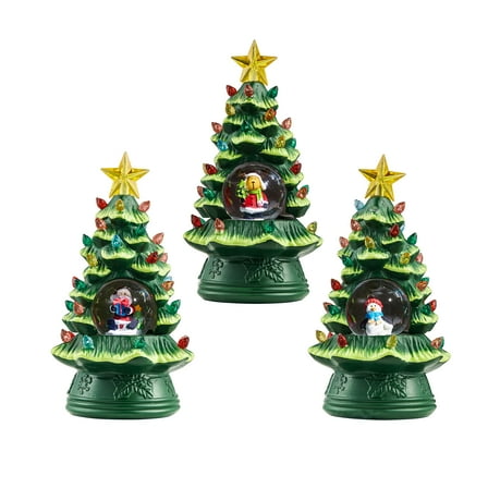 LED Mini Christmas Tree Water Globe, 3 Asst