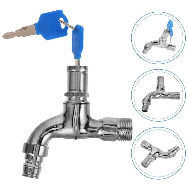 SHOWERORO Tap Washers Tap Lock in Silver Alloy 1 Set for Outdoor Faucets with Water Control